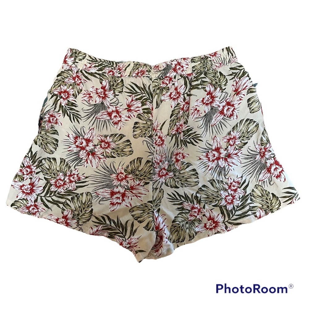 Volcom Tropical Floral & Leaf Tie Waist Shorts Size Medium - Picture 2 of 8